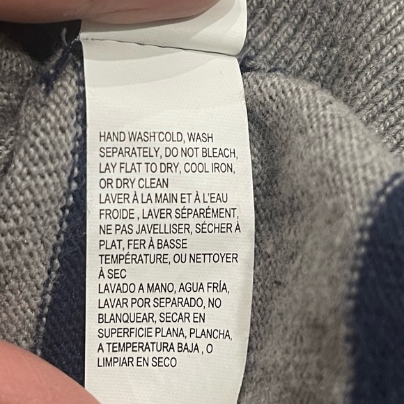 Lucky Brand Grey with blue stripes sweater, balloon sleeve Sz M - Picture 6 of 6